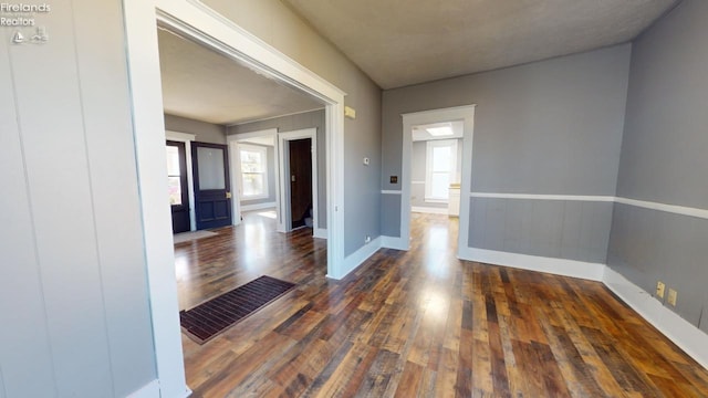 interior space featuring dark wood-type flooring