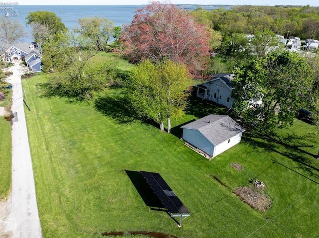 bird's eye view featuring a water view