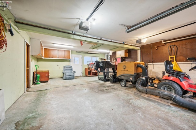 garage with a garage door opener