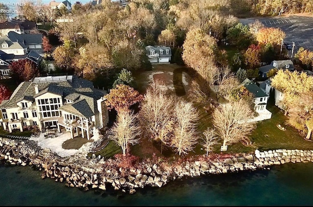 bird's eye view featuring a water view