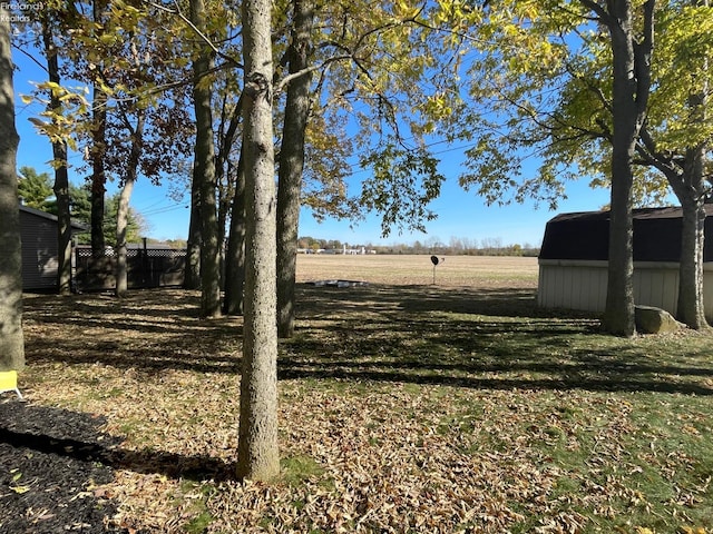 view of yard with a shed