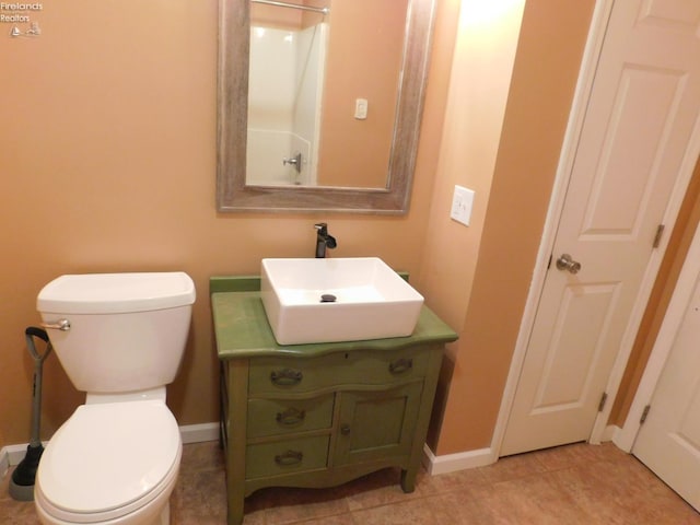 bathroom with tile patterned floors, vanity, and toilet