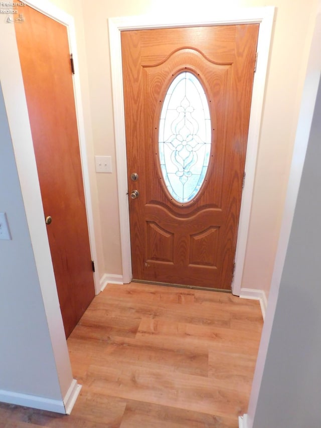 foyer entrance featuring light wood-type flooring