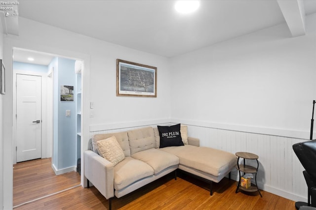 living room with hardwood / wood-style flooring