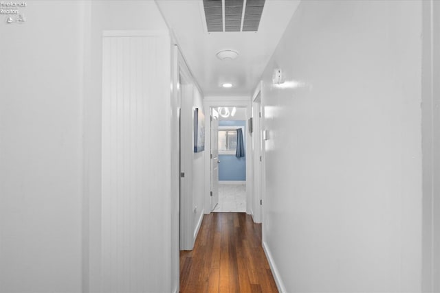 hall featuring dark hardwood / wood-style flooring