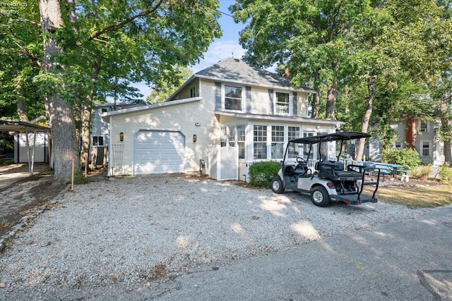 view of property featuring a garage