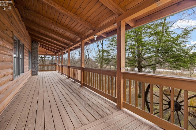 wooden deck with covered porch