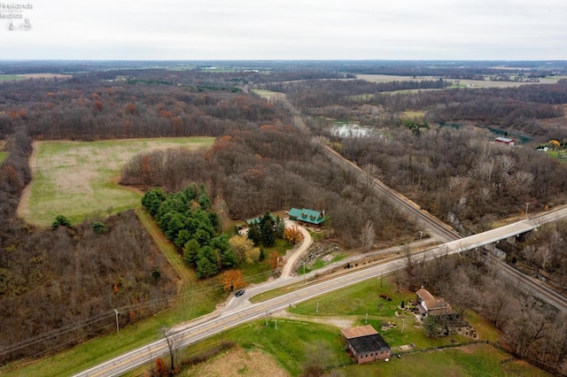 aerial view featuring a rural view