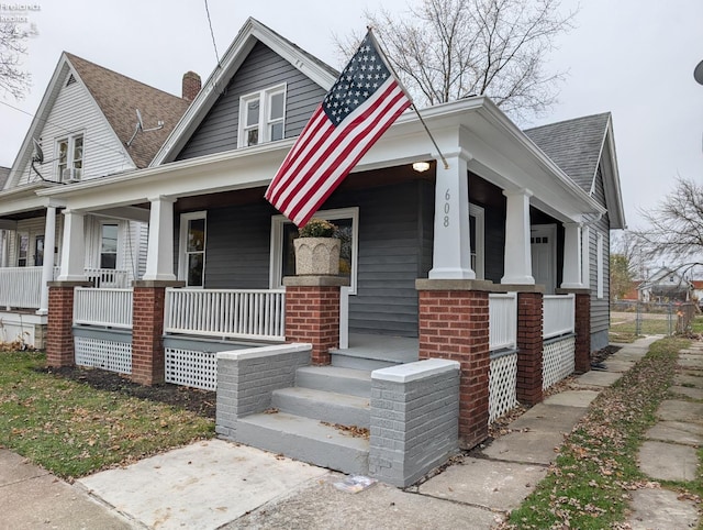 view of front of home featuring covered porch