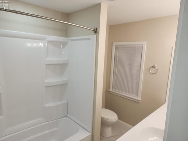 full bathroom with vanity, toilet, and shower / washtub combination