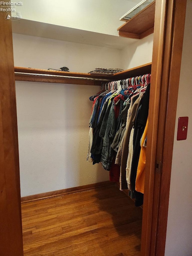 walk in closet featuring hardwood / wood-style floors