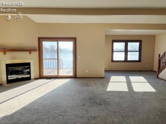 unfurnished living room with carpet and a healthy amount of sunlight