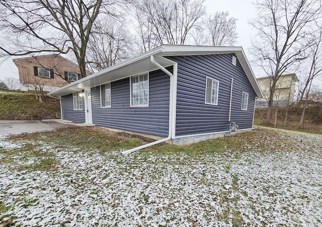 view of snow covered property