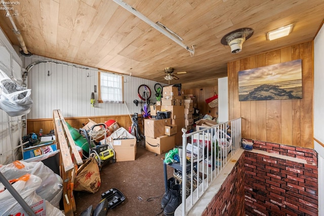 storage area with ceiling fan