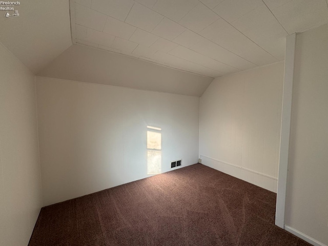 additional living space featuring carpet and vaulted ceiling