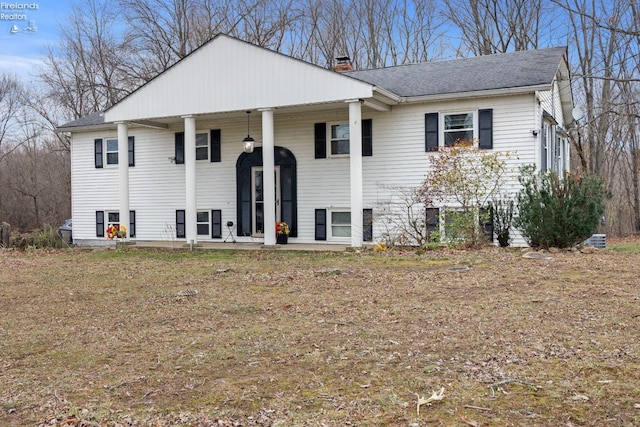 split foyer home with a porch