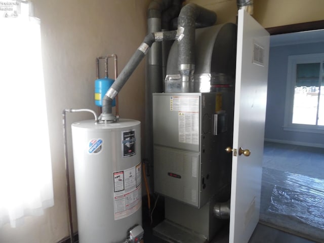 utility room featuring gas water heater