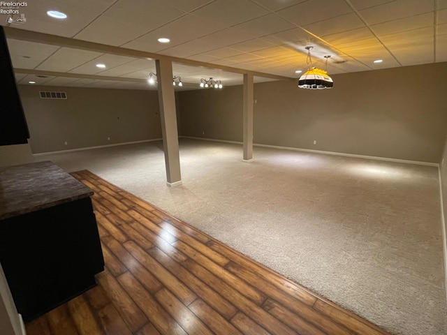 basement with carpet