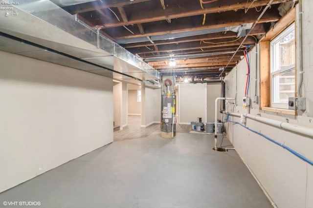 basement with water heater