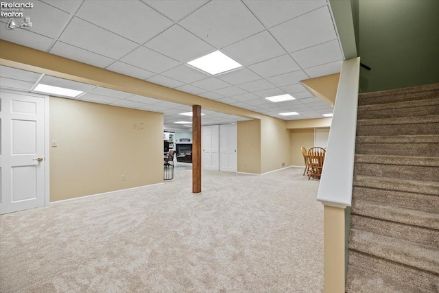 basement with carpet