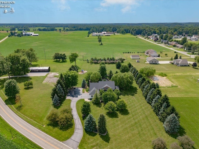 aerial view featuring a rural view