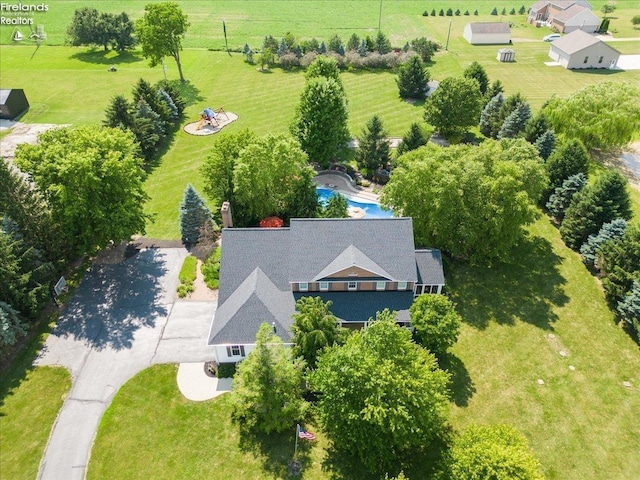 bird's eye view with a rural view