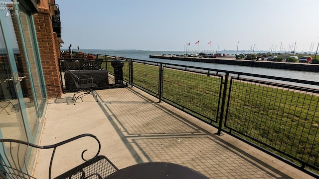 balcony with a water view