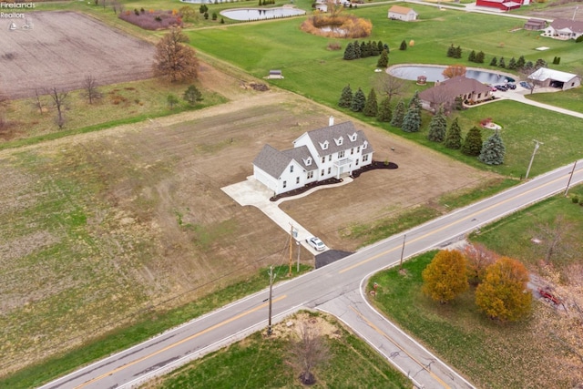 drone / aerial view with a rural view