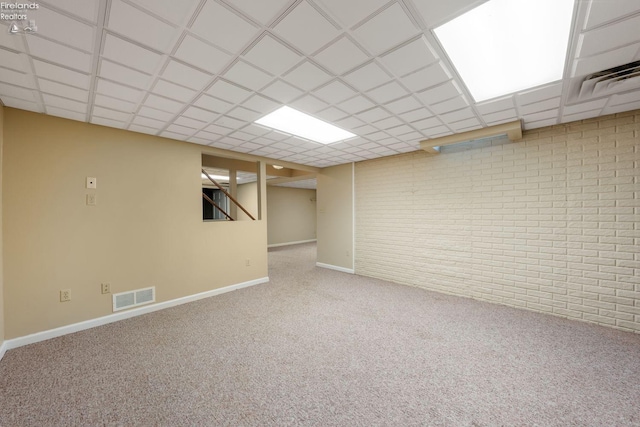 basement with carpet flooring