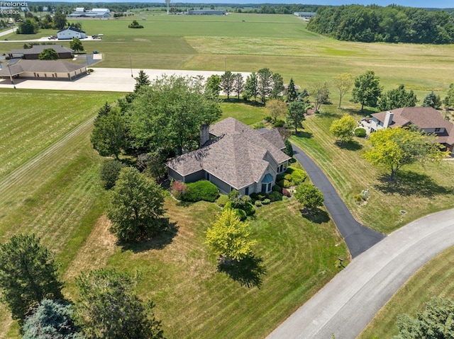 drone / aerial view with a rural view