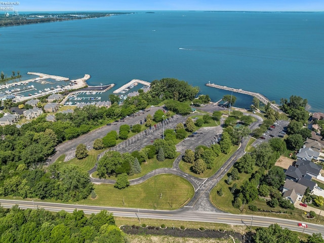 bird's eye view featuring a water view