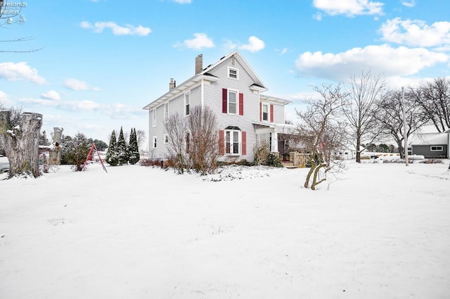 view of snow covered exterior