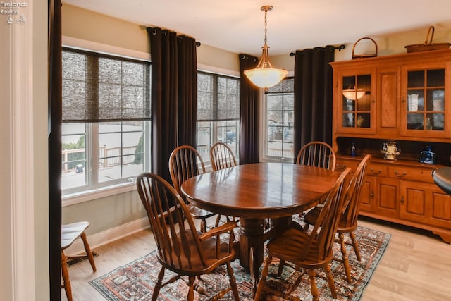 dining room with light hardwood / wood-style flooring