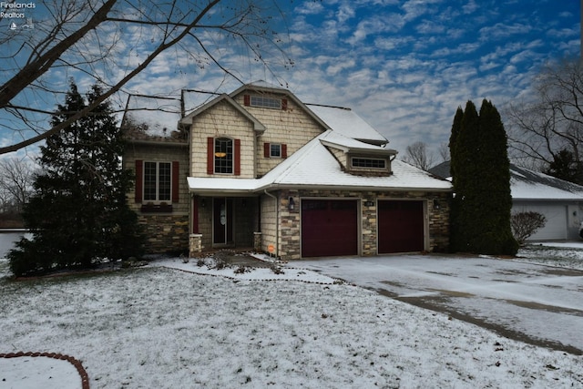 view of front of house with a garage