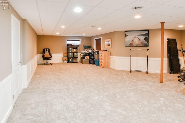 basement featuring carpet floors