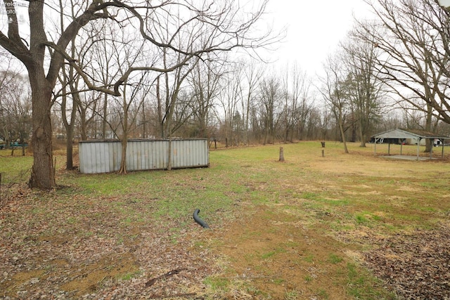 view of yard with an outbuilding