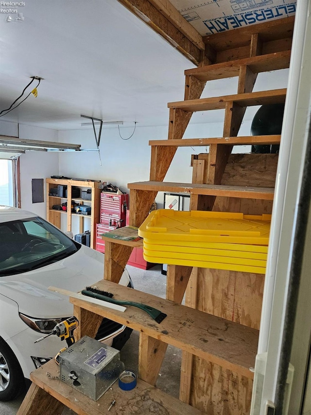 garage with electric panel