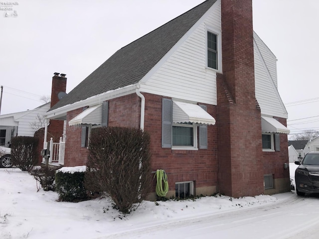 view of snow covered exterior