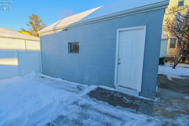 view of snow covered structure