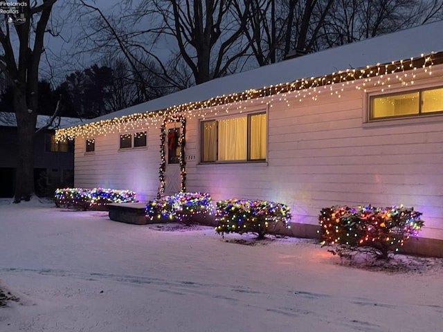 view of snowy exterior