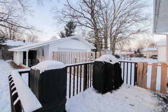 exterior space with a garage