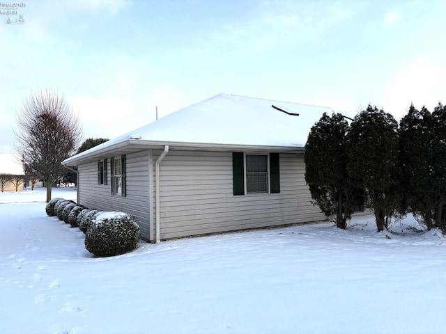 view of snow covered exterior