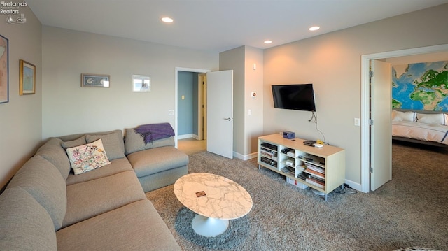 living room featuring carpet