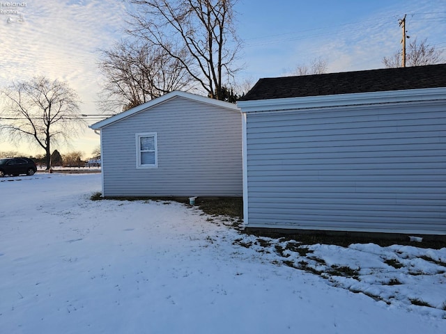 view of snow covered property