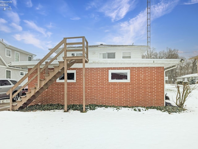 view of snow covered exterior