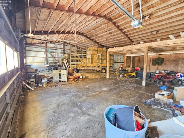 garage with a garage door opener