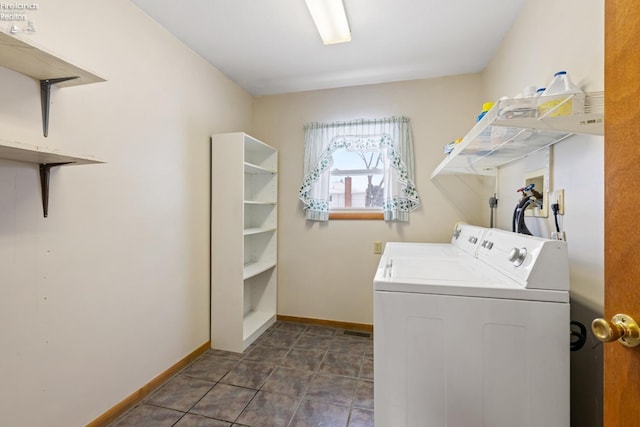 clothes washing area featuring washer and clothes dryer