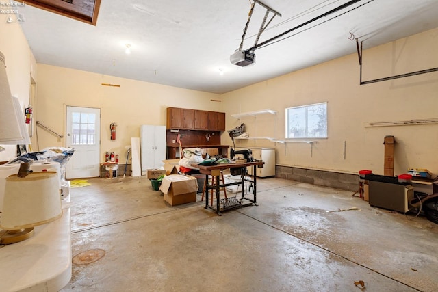 garage with a garage door opener