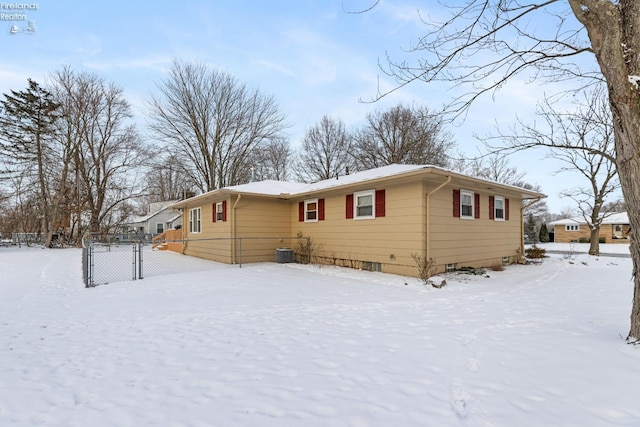 view of snow covered exterior