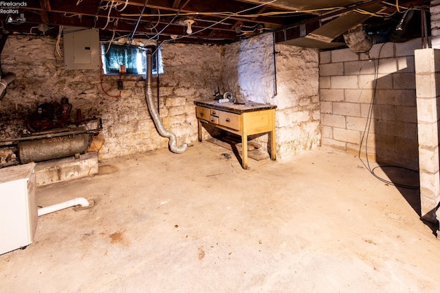 basement with electric panel